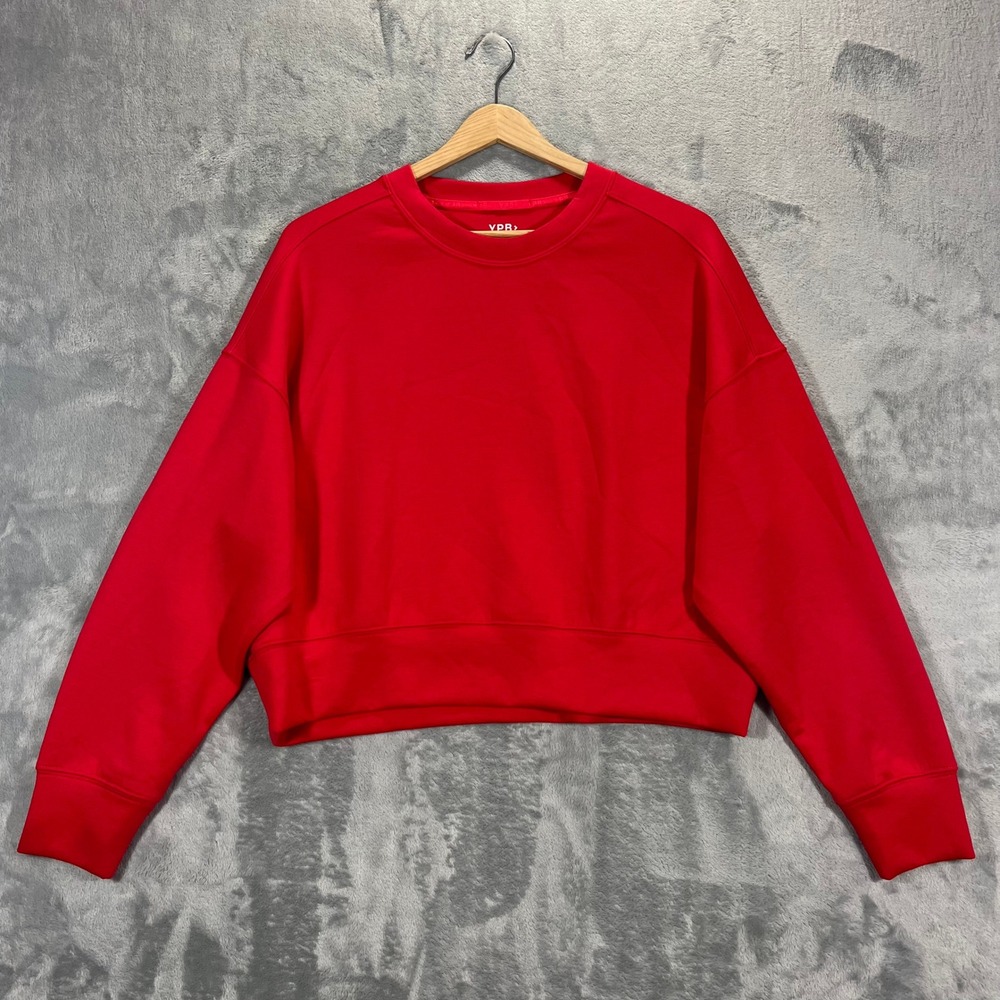 YPB neoKNIT Crop Top Pullover Sweatshirt Womens XS Red Long Sleeve Activewear AF
